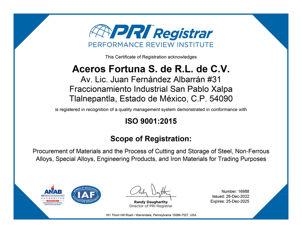 aceros-fortuna-certificado-calidad-2022-2025